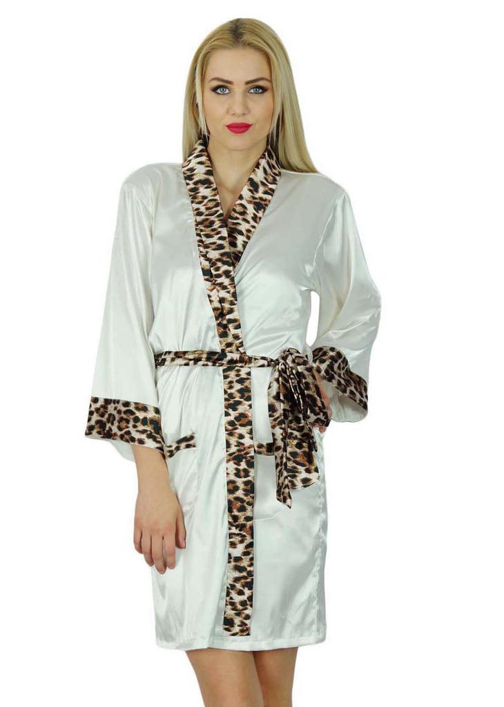 Bimba Women Short Classic Satin Robe Getting Ready Bride Bridesmaid Kimono Sleeve Robes