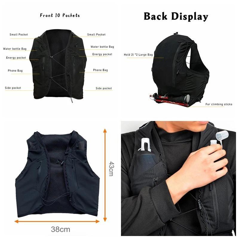 (S-2XL)Рюкзак для бега по пересеченной местности 10 л, ультралегкий жилет для питья, сумка для походов, велоспорта, марафона BB046