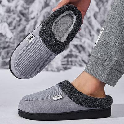 Модные ретро вельветовые хлопковые тапочки для женщин 2025 зима утолщенные теплые хлопковые тапочки женские шлепанцы нескользящие плюшевые слайды женские