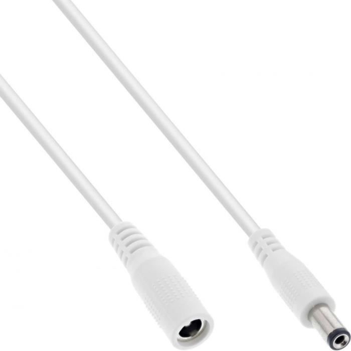 Câble d'extension dc - inline - 5,5x2,1mm - awg 18 - blanc - 0,5m