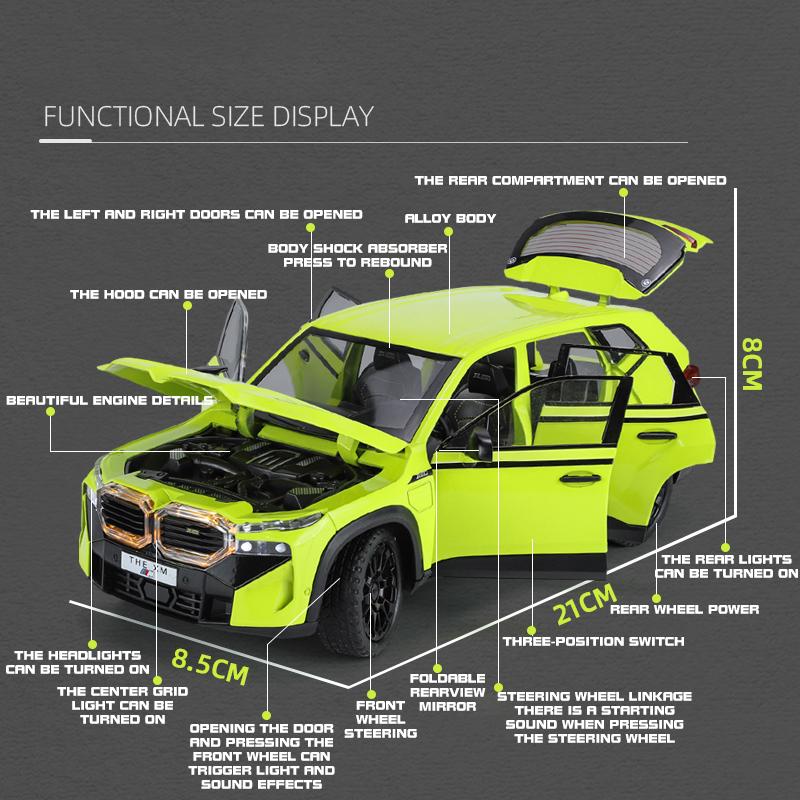 1:24 BMW The XM Литая модель автомобиля Сплав Звук Свет Украшения Симуляция Настольный дисплей Праздничный подарок С парнем Дети