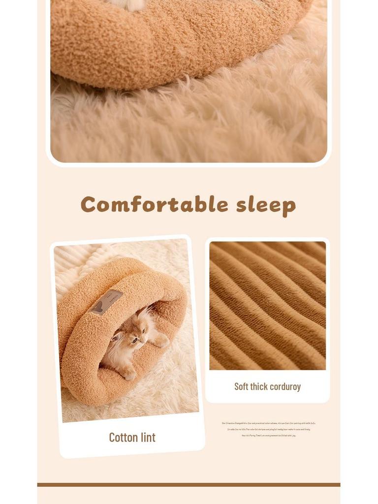 Уютное осенне-зимнее гнездо для питомца: Закрытый спальный мешок и туннель для кошек и маленьких собак - Идеально для чувства безопасности и тепла.