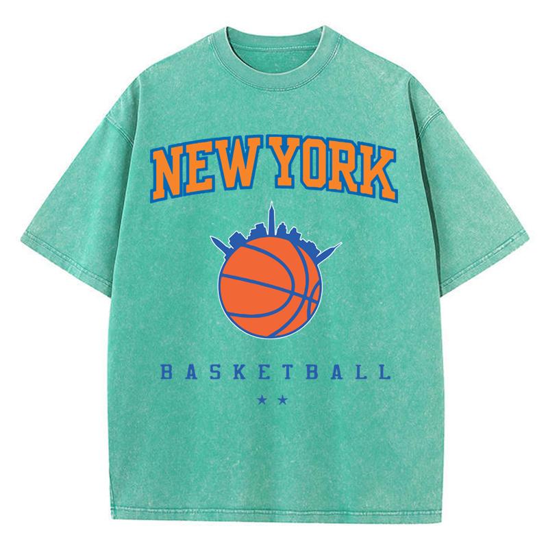 Женские хлопковые футболки с потертостями All-Math O-Neck с принтом баскетбола New York с коротким рукавом, летняя женская одежда