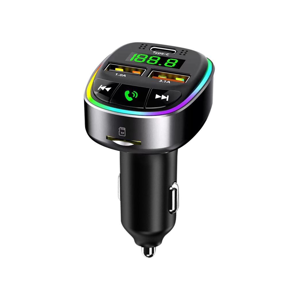 Автомобильный FM-модулятор с индикатором частот, Bluetooth с подключением к телефону, MP3, зарядка, трансмиттер