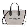 Longchamp Базовая хлопковая холщовая сумка-тоут с принтом логотипа и застежкой-кнопкой Женские сумки-тоут Бежевый Черный 10259HSG037