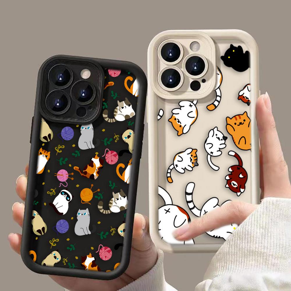 Милый кот Очаровательный чехол для телефона Для iPhone Apple 17 AIR 16 16E 11 12 13 14 15 XR Plus Pro Max Чехол своими руками ТПУ Ударопрочная крышка Capa