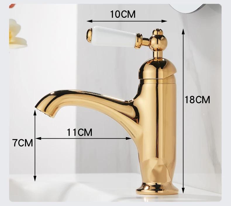 Смеситель для раковины с покрытием под золото Хромированные смесители для горячей и холодной воды Старинный смеситель для раковины Смесители Керамическая ручка Черные смесители для раковины