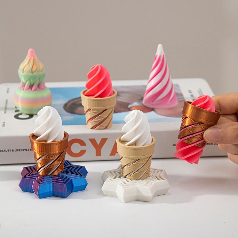 3D Printed Spiral Cone Impossible Passthrough Fidget Toy Three-Dimensional Spiral Decompression Spinning Ornament Relief Toys