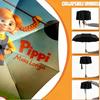 Custom Name Personalized Pippi Longstocking Print Umbrella, Auto Open Close, 8‑Rib Sturdy Frame, Commute Camping Hiking Use, Birthday Gift