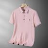 Летняя мужская однотонная рубашка-поло с короткими рукавами, дышащая свободная повседневная мужская рубашка с короткими рукавами, футболка