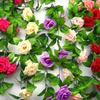 Fake Flower Vine Realistic Looking Decorative Cloth Outdoor Simulation Rose Flower Vine for Home