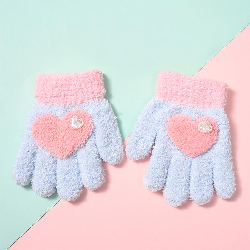 Детские перчатки, плюшевые перчатки для мальчиков и девочек, детские перчатки с украшением в форме сердца из мультфильма