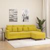 VidaXL 3-seater Sofa with Footrest Yellow 180 Cm Velvet, Sofa, Sofa with Footrest, Three-seater Sofa, 3201113