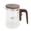 Tea Pot 600ml Glass Stainless Steel Press Control Magnetic Water Separation Teapot with Wooden Handle for Home