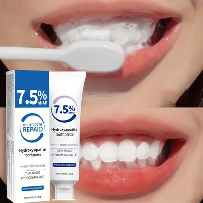 Зубная паста с гидроксиапатитом, 7,5% Nano White Tooth Repair, Глубокоочищающая паста с ментолом для свежего дыхания, Укрепляющий уход за зубами, Базовая чистка