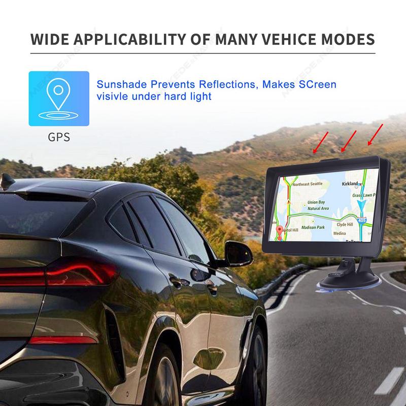 Автомобильный GPS-навигатор 7-дюймовый сенсорный экран GPS-навигатор Грузовик Козырек от солнца Sat Nav 256 МБ Карта Европы GPS-навигаторы Поддержка FM