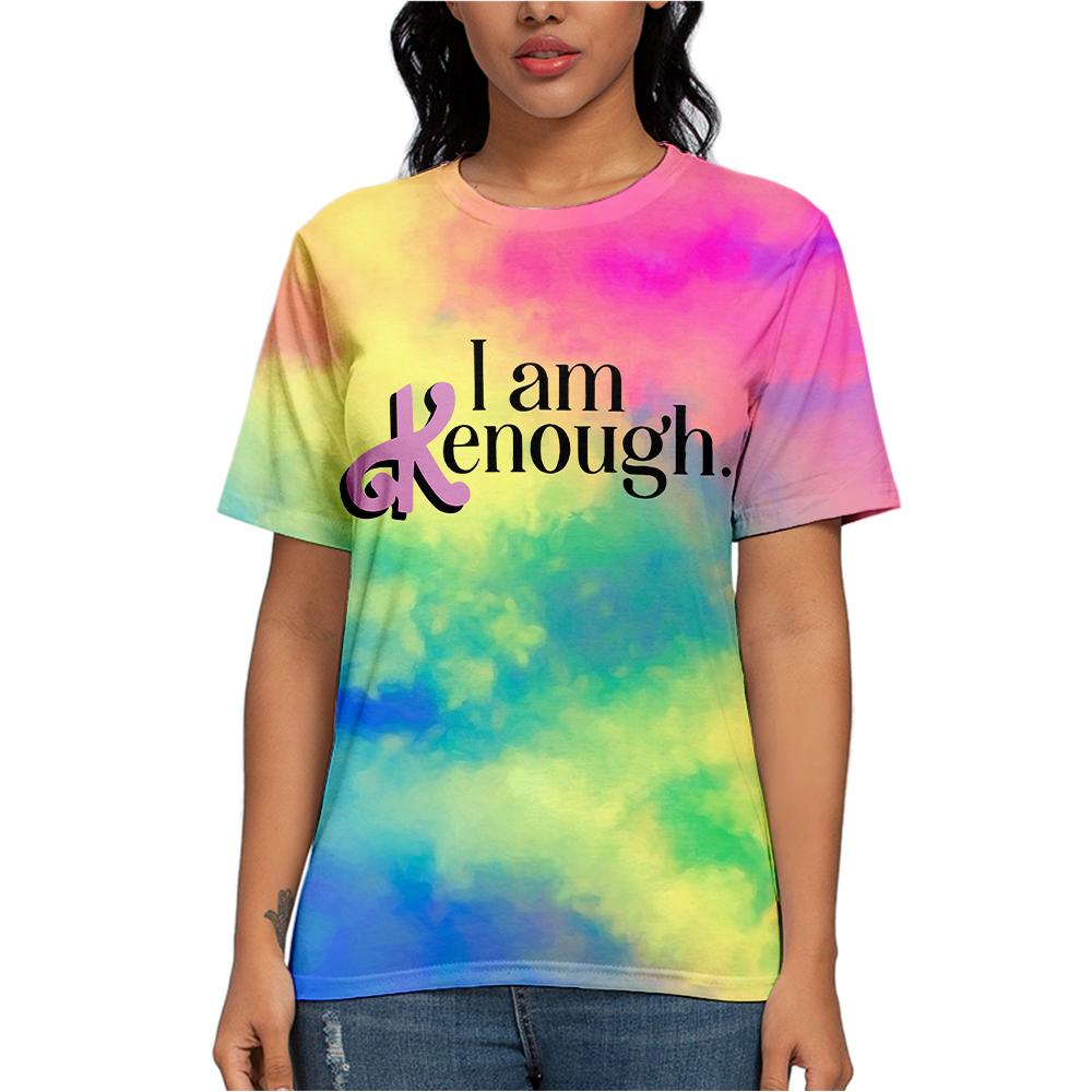 Футболка I Am Kenough, летняя одежда с буквенным принтом и графическим принтом, забавный повседневный женский топ с короткими рукавами большого размера Kenough