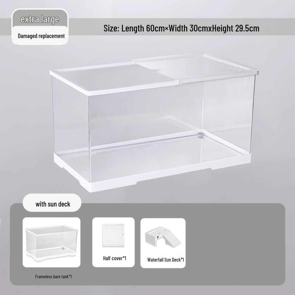 Компактный террариум для черепахи с платформой для обогрева - Элегантная настольная среда обитания с крышкой для экологичной гостиной