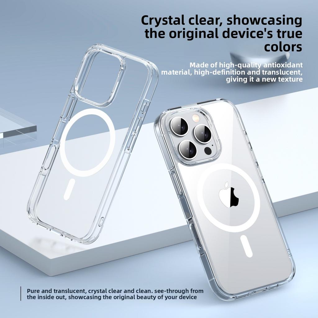 Applicable To Apple 17promax Mobile Phone Case, New Transparent Iphone15pro Magnetic Protective Case 16e Anti-drop Case