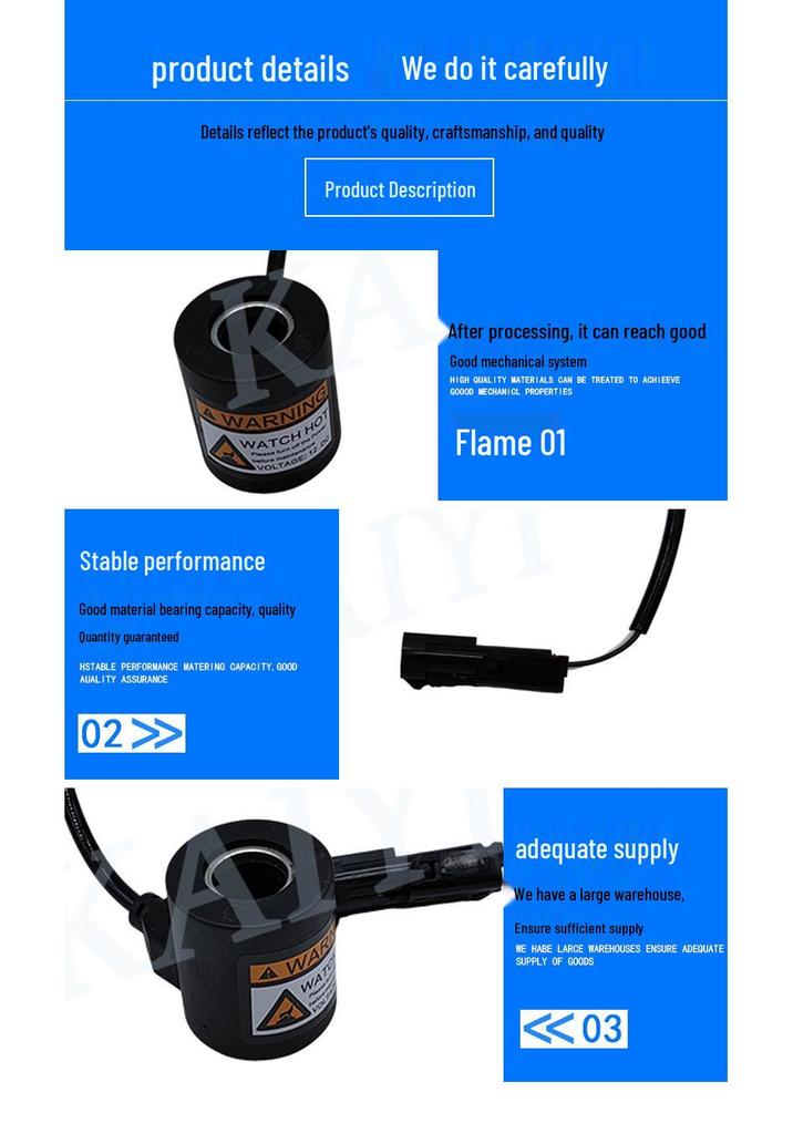 Sany SY55-75 Pilot Safety Lock Solenoid Valve Coil 12V for Excavators