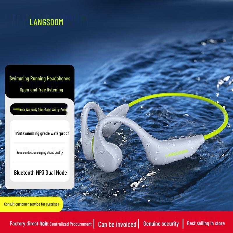 Водонепроницаемые Bluetooth-наушники Langsdom IPX8 с костной проводимостью и открытым дизайном для спорта, плавания, бега и велоспорта