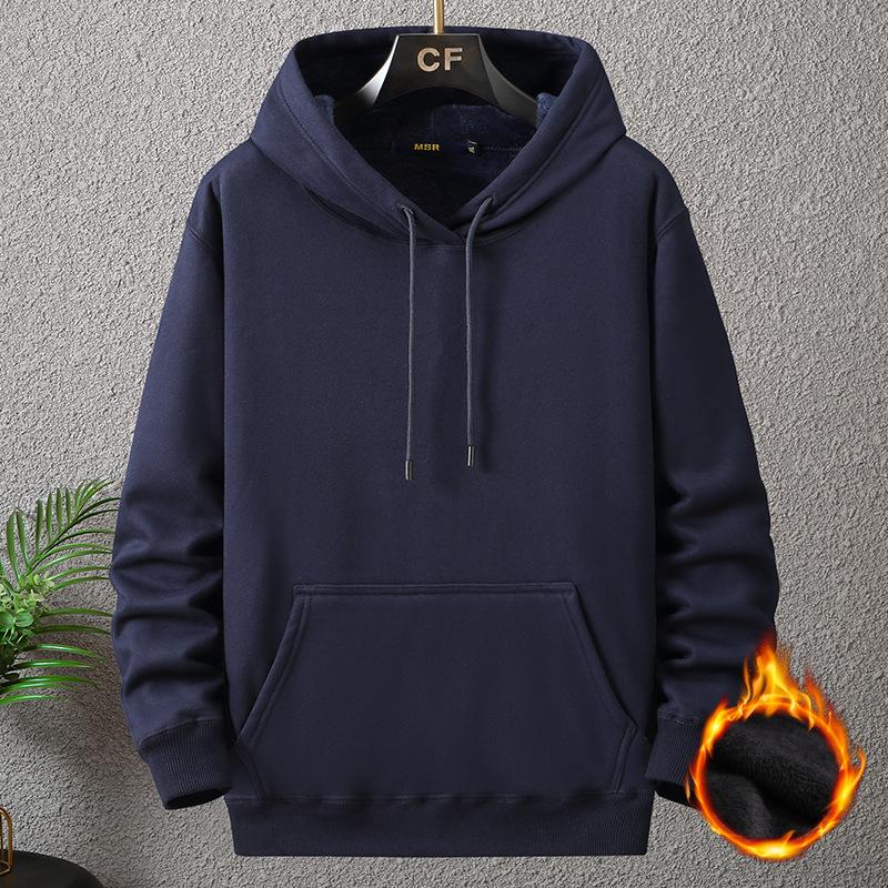 Однотонные худи мужские больших размеров, осенне-зимние толстые флисовые худи, большой размер 12XL, худи-пуловер с капюшоном