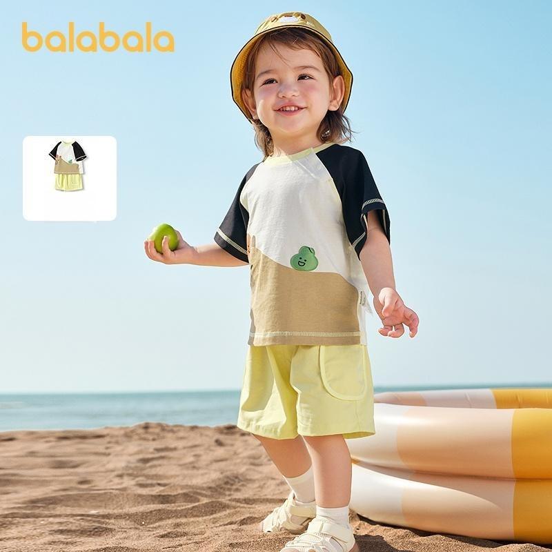 Balabala Baby Short Sleeve Set, Boys' Summer Dress, Girls' Stylish Two piece Set, 2025 New Style, Fresh and Cute