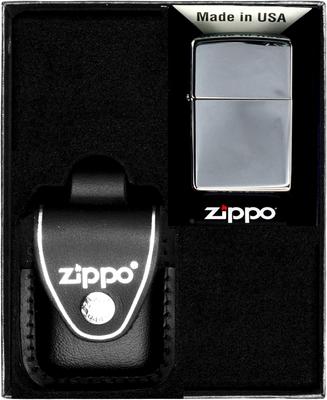 ZIPPO Lighter Set CHROME HIGH POLISHED Gift No3