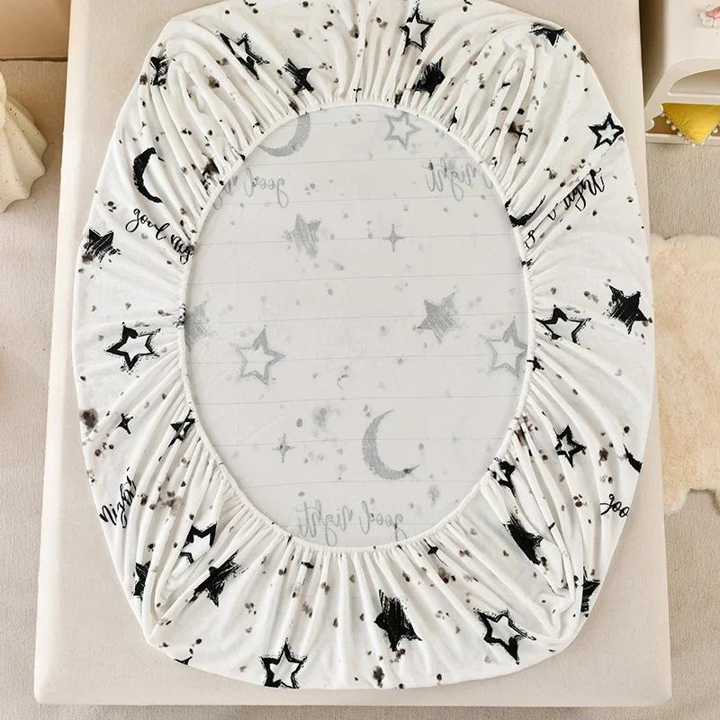 Зимняя теплая простыня со звездами, фланелевая флисовая простыня для двуспальной кровати размера Queen/King, универсальный наматрасник180
