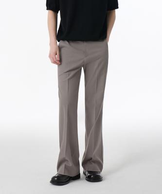 Брюки-клеш из вельвета со скрытой резинкой [Серовато-бежевый]