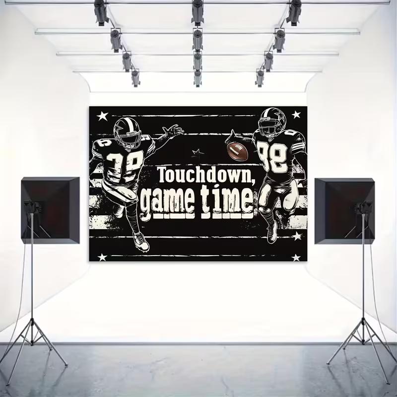 2D American Football Photography Backdrop, Game Time Party Decor