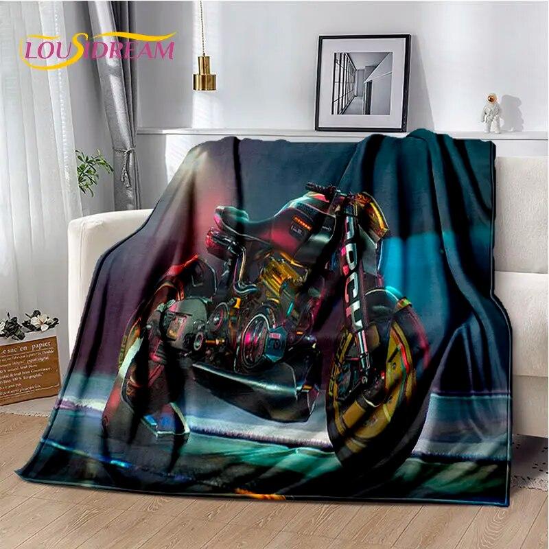 Мягкое плюшевое одеяло с 3D концепцией киберпанка, мотоциклетное мультяшное одеяло, фланелевое одеяло для гостиной, спальни, кровати, дивана, пикника