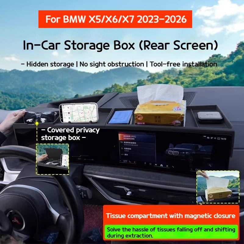 For BMW X5 X6 X7 G05 G06 G07 -2026 Car Silicone box behind the central control screen For storing and decorating items