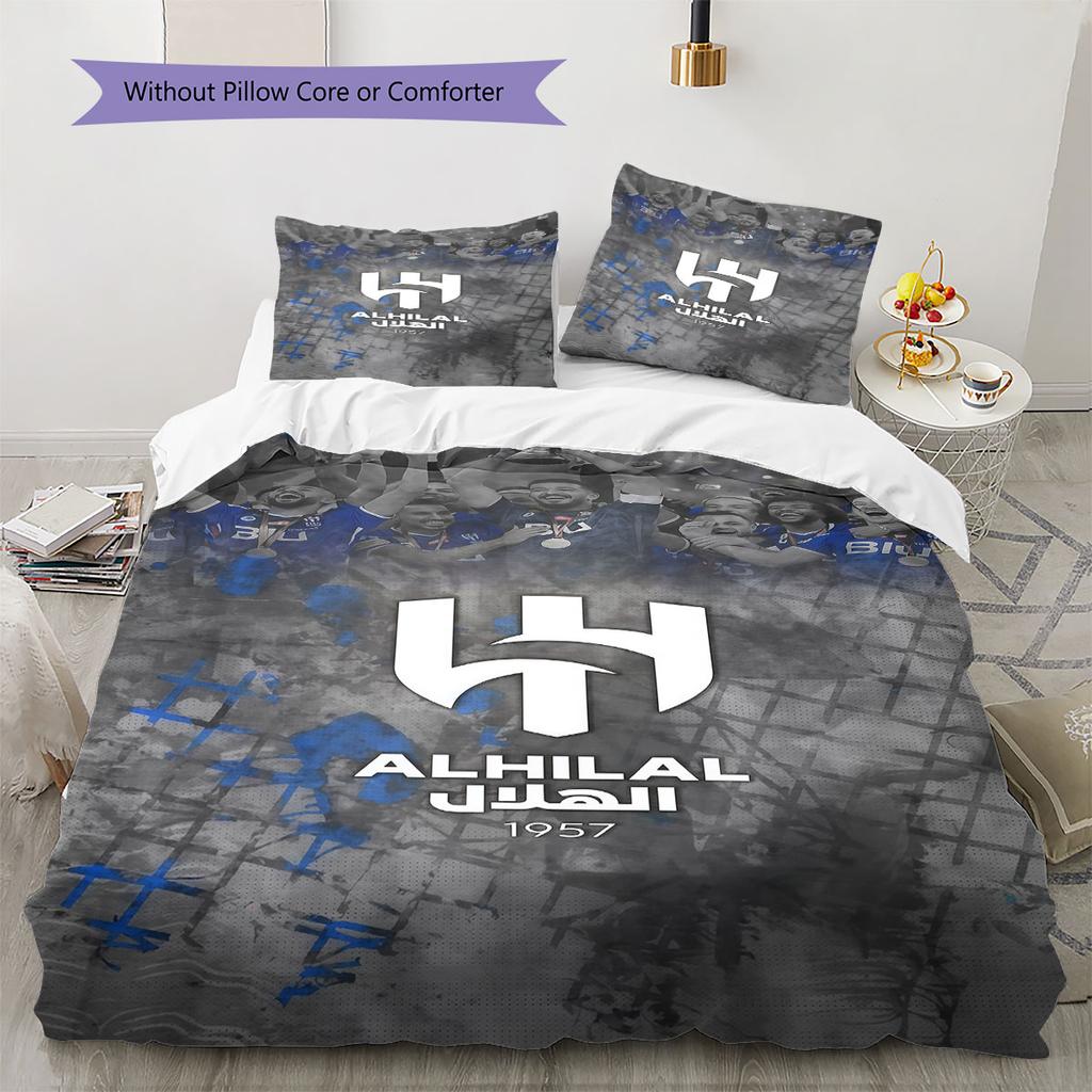 Al-Hilal Saudi FC Pattern Bedding,Quilt Set Quilt Cover Pillowcase Home Birthday Gift(1 * duvet cover + 2 * pillowcase, without core)