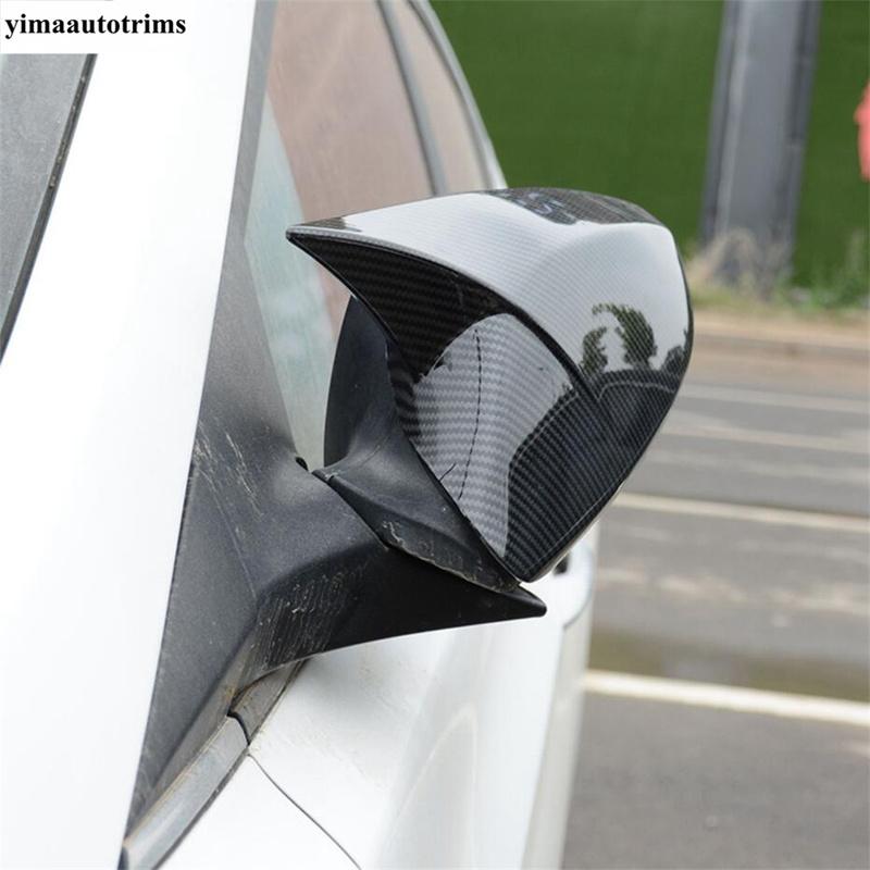 Ox Horn Blade Style Rearview Mirror Cover Trim For Hyundai Elantra Veloster 2011 - 2015 Black / Carbon Fiber Look Accessories