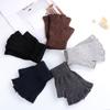 Basic Winter Warm Cashmere Wool Knitted Half Finger Gloves Typing/Texting Gloves Fingerless Gloves