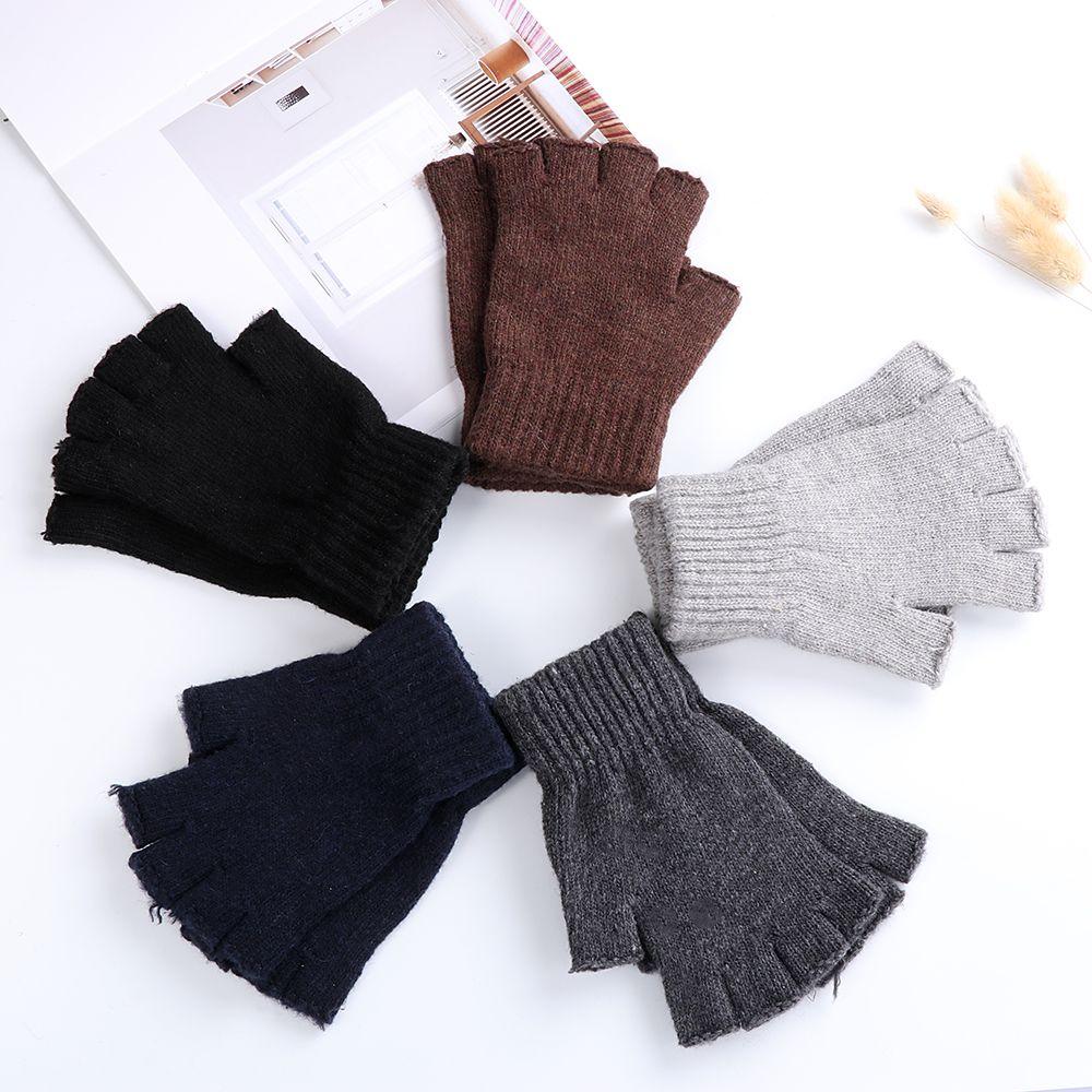 Fashion Cashmere Stretchy Half Finger Gloves Wool  Knitted Typing/Texting Gloves Fingerless Gloves