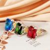 Классическое женское кольцо с цветным цирконом. Блестящие цветные ювелирные изделия с сокровищами. Квадратное высококачественное обручальное кольцо с цирконом ААА. Подарок на годовщину. Красочные ювелирные изделия с цирконом.