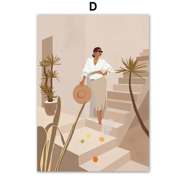 Vintage Girl Vase Flower Plant Leaf Boho Nordic Posters And Prints Wall Art Canvas Painting Wall Pictures For Living Room Decor No Frame