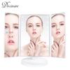 21 LED Light Makeup Mirror With Storage Desktop Foldable Rotating Beauty Cosmetic Mirror Light Touch Screen USB Vanity Mirror