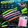 20PCS Fishy Scent Soft Worm Fake Bait Threaded Texture Swing Impact Swimbait  Bass