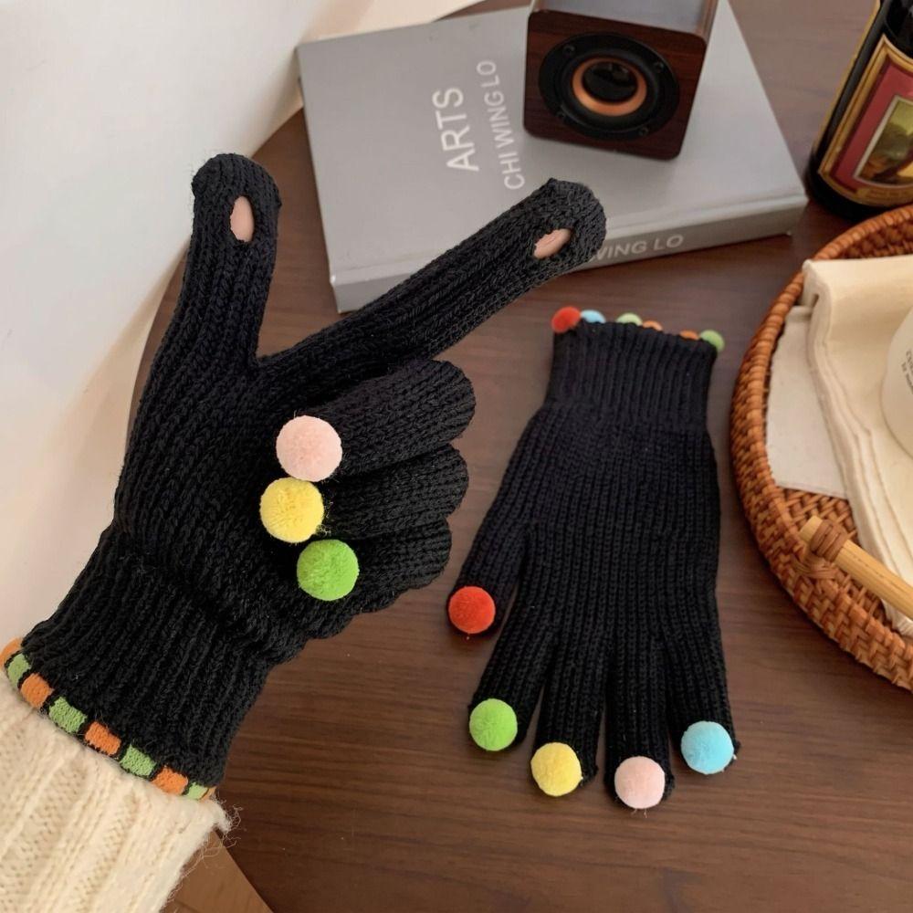 Cycling Winter Cold Proof Knitted Gloves Warm Touchscreen Full Finger Gloves Outdoor