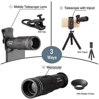 APEXEL APLT18XBZJ5 Телеобъектив 4 в 1 Универсальный комплект объектива для мобильного телефона Телеобъектив 18X для мобильного телефона