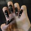 24 Pieces Wear Fake Nail Pads, Icy Black Silver Hollowed-out Butterfly Starry Rhinestone Nail Pads
