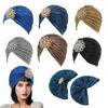 Headscarf Hat with Fancy Pleats Rhinestones Retro Style Women Turban Hat 20s