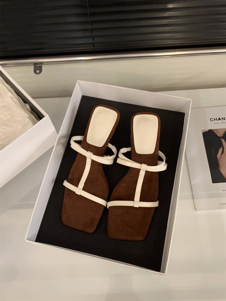 Niche High Heels Thin Strap Cool Slippers Women's Shoes Wear 2025 New Summer Temperament with Skirt Sandals