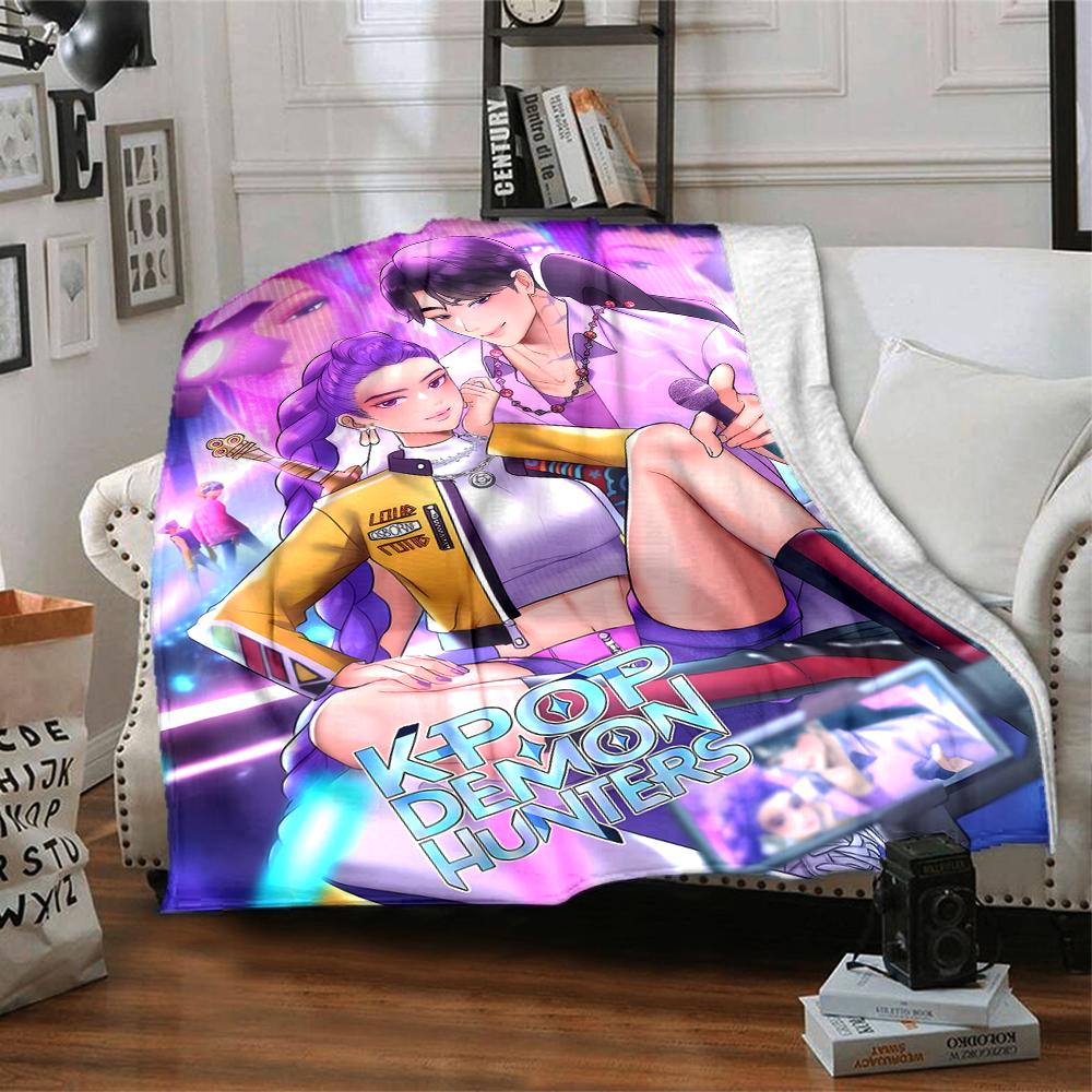 1pc KPop Demon Hunters20 Blanket, Gift, for Men and Women, Soft Blanket, Good for Sofa Bed Couch Travel, Lightweight Flannel Blanket