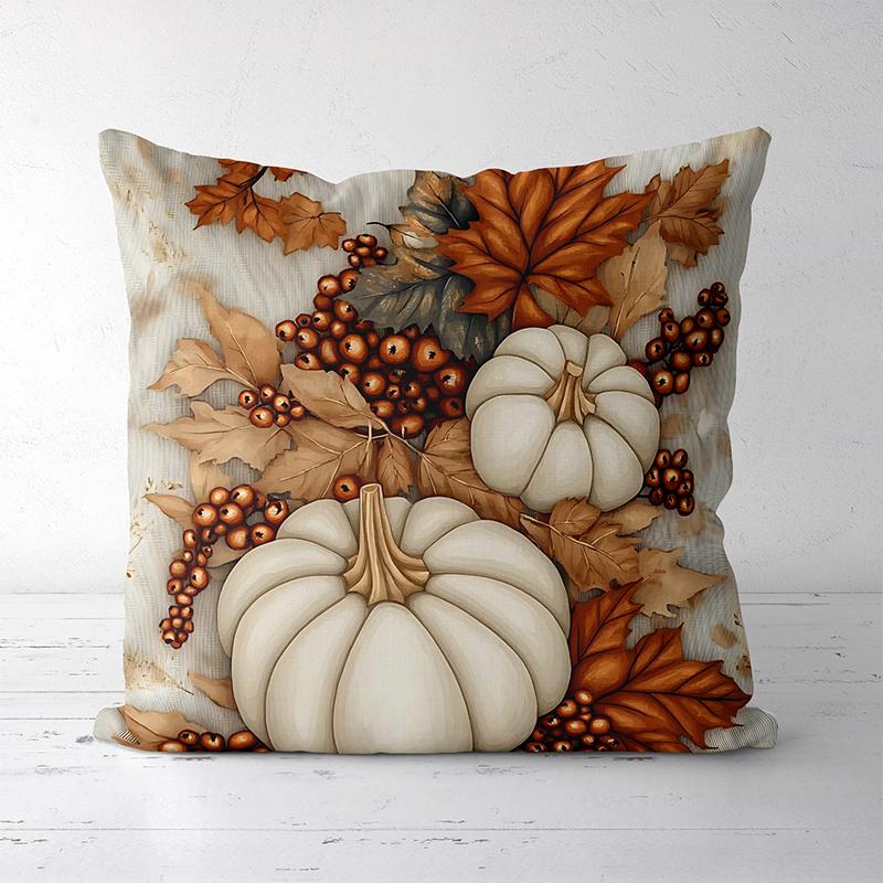 2D Плоская Печать Осенние Тыквы Листья Ягоды Декоративные Наволочки Полиэстер Наволочка Диван Декоративная Наволочка