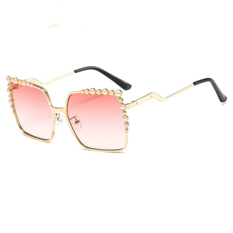 Oversized Square Sun Glasses Ladies New Luxury Pearl Sunglasses Women Brand Designer Fashion Shades Big Square EMA
