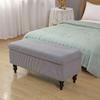 Solid Color Storage Ottoman Covers Rectangle Elastic Bedside Footstool Cover Non -Slip Polar Fleece Footrest Seat Bench Slipcover